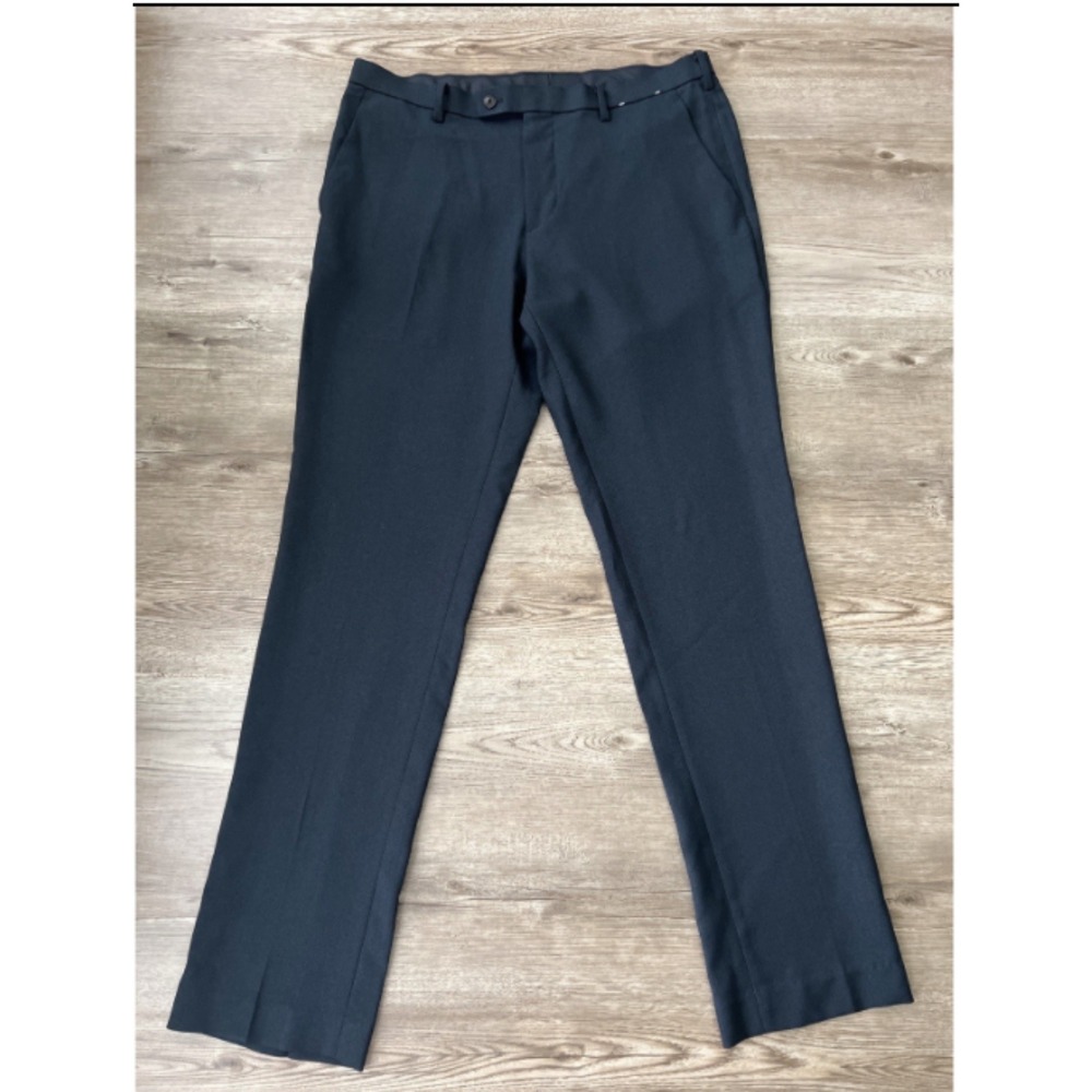 Uniqlo Kando Dress Pants Men 35x34 Navy Blue Straight Fit Smart Casual Business